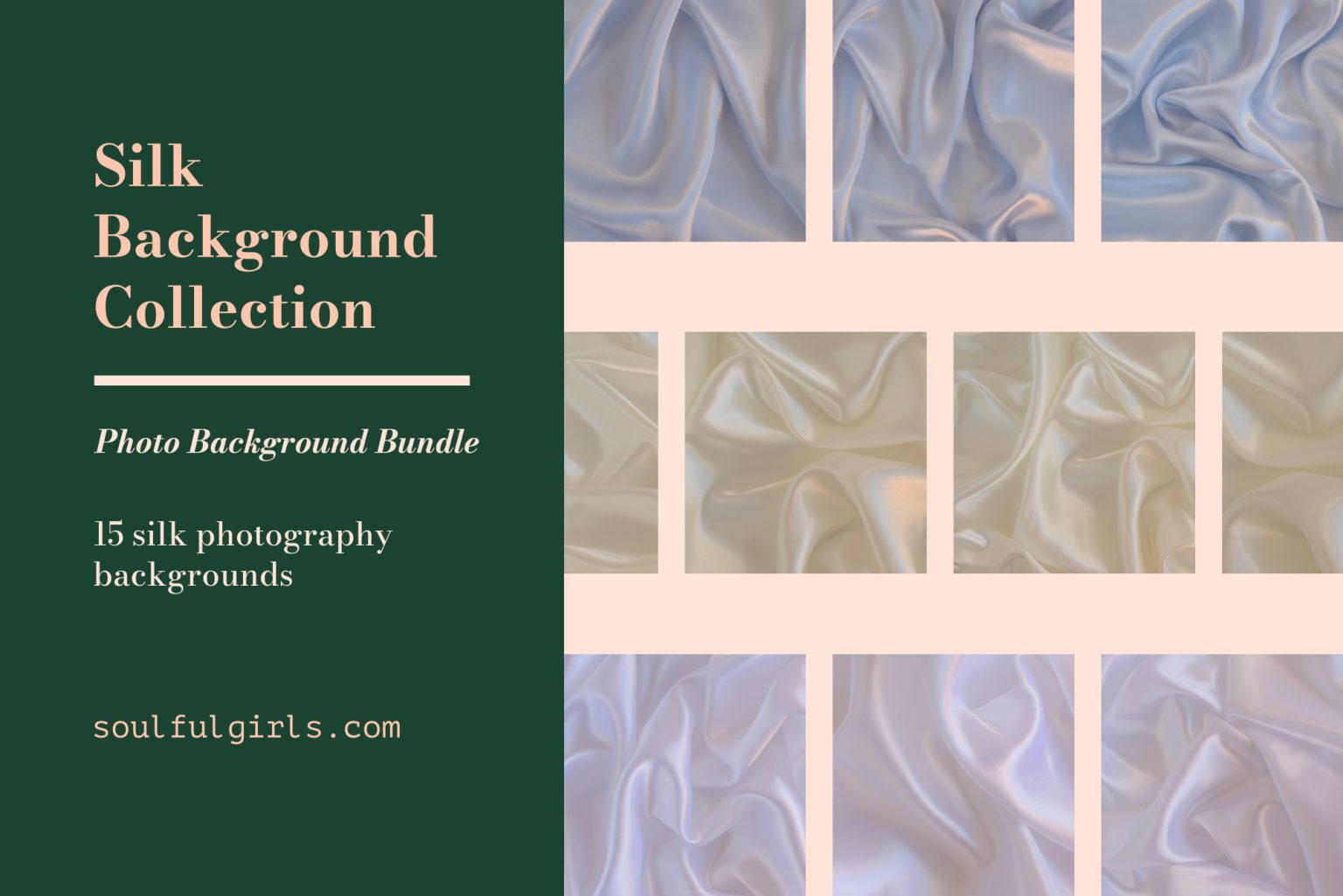Silk Background Collection. Photo Background Bundle. 15 silk photography backgrounds. Example of some of the images in the bundle.