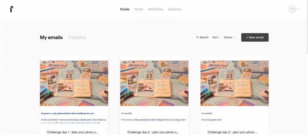 Screenshot of creating a new email.