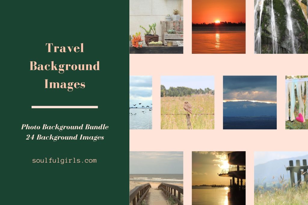 Travel Background Images. Photo background bundle. 24 background images. Example of some of the images in the bundle.