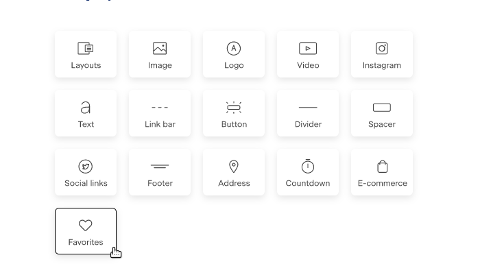 Screenshot of choosing the favorites option in the block menu.