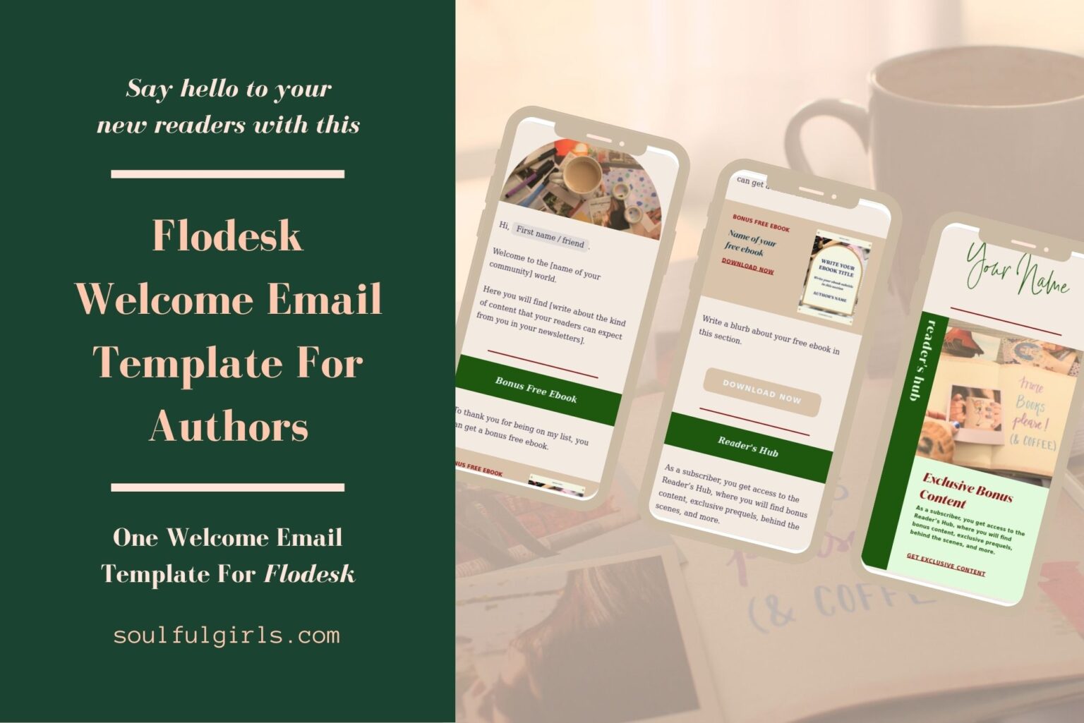 Say hello to your new readers with this Flodesk welcome email template for service providers. One welcome email template for Flodesk. Mobile mockups of this template.