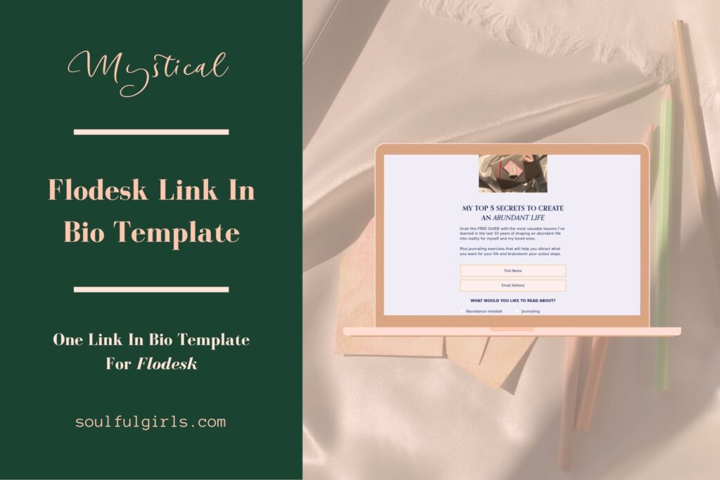 Mystical. Flodesk link in bio template. One link in bio template for Flodesk. Mockup of this template.
