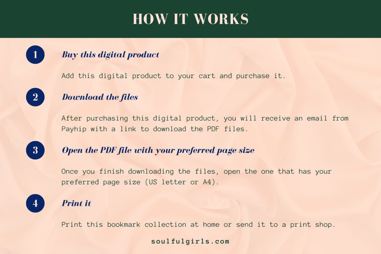 How it works. Add this printable Christmas bookmark collection to your cart and purchase it. Download the files and print them in your preferred page size (US letter or A4).
