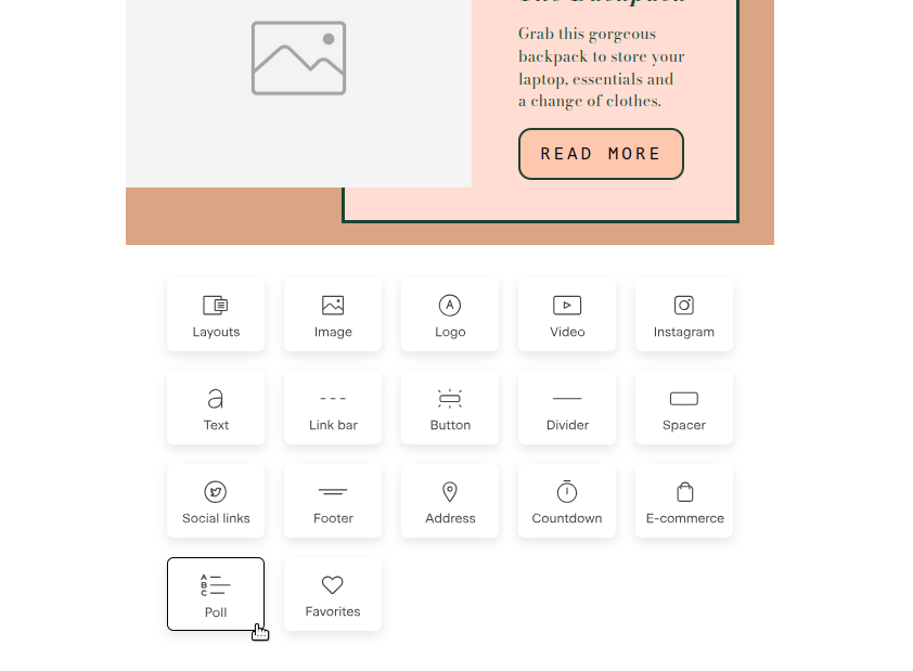 Screenshot of clicking on the poll block.