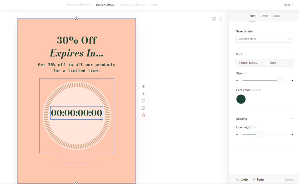 Screenshot of customizing the font of the timer.