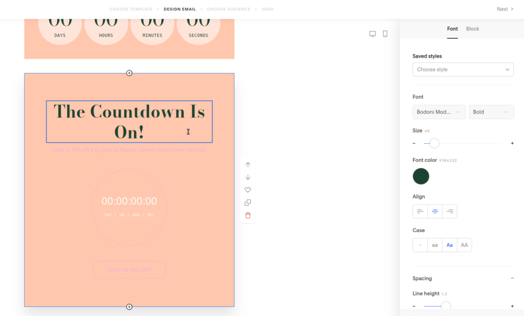 Screenshot of customizing the title of the countdown timer.