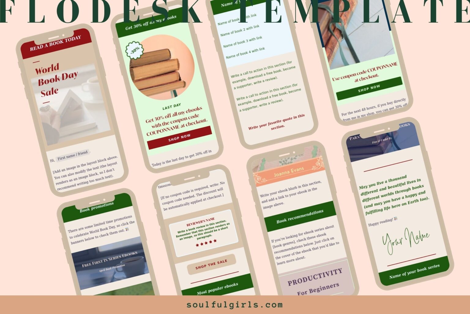 General view of the Flodesk World Book Day template.