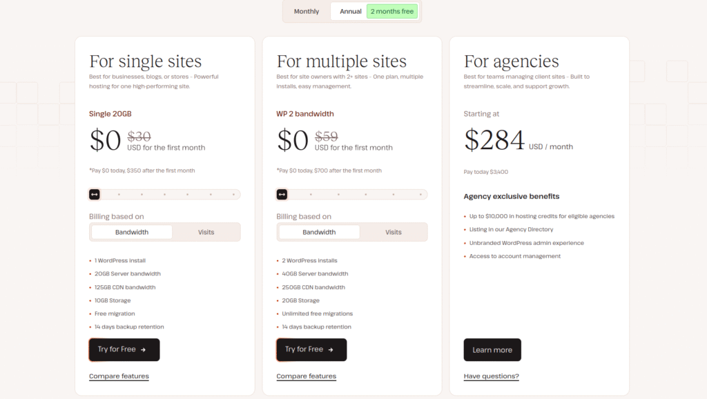 Screenshot of choosing a managed WordPress hosting plan on Kinsta.