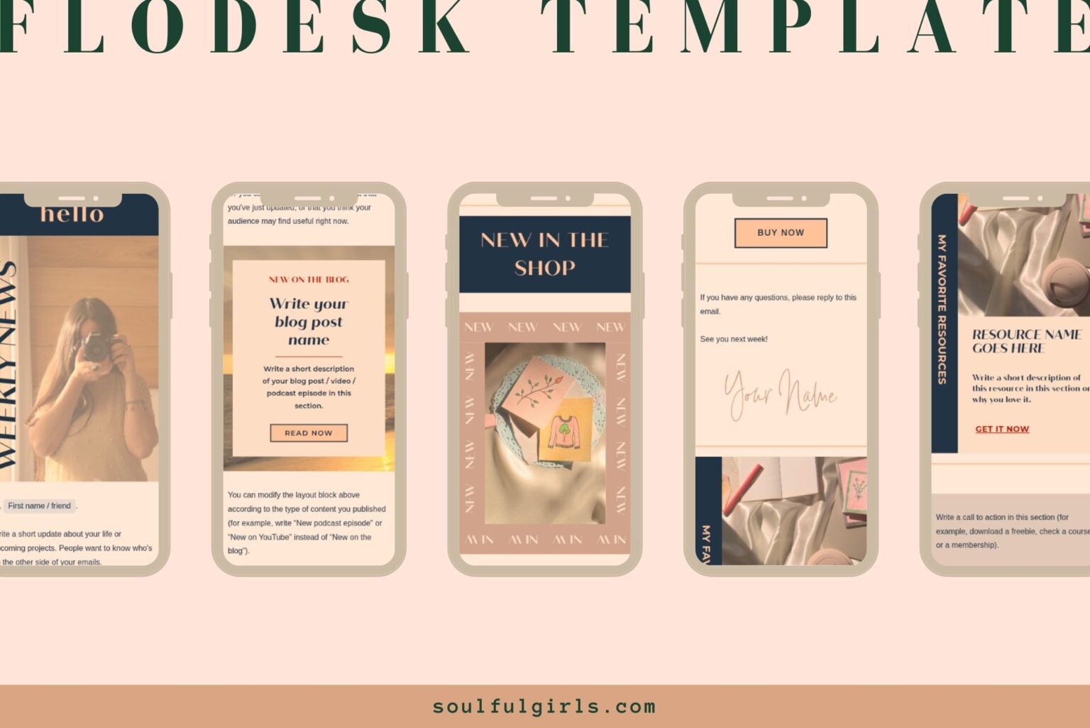 General view of the Flodesk Ashley newsletter template.